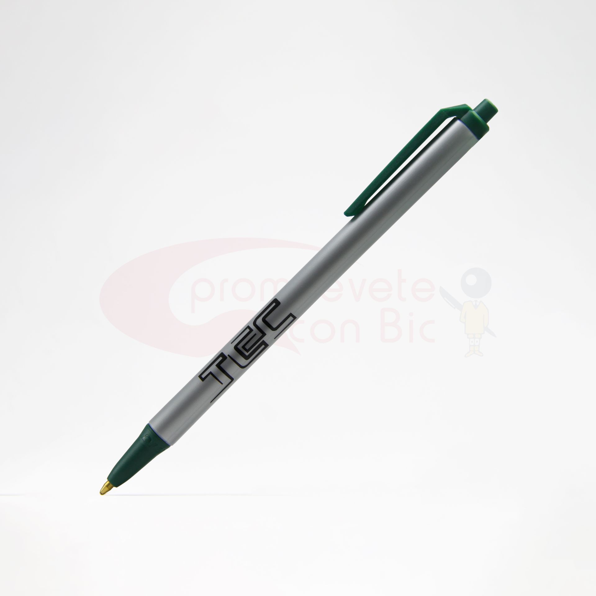 Combinación Barril plata con Trim verde bosque del Bolígrafo BIC® Clic Stic®