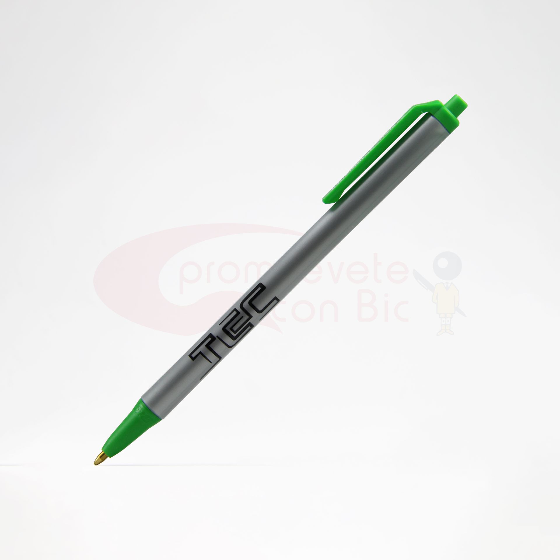 Combinación Barril plata con Trim verde claro del Bolígrafo BIC® Clic Stic®