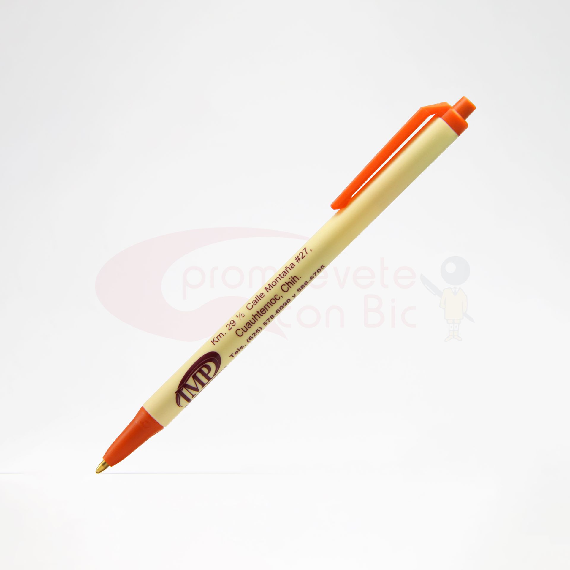 Combinación Barril crema con Trim naranja del Bolígrafo BIC® Clic Stic®