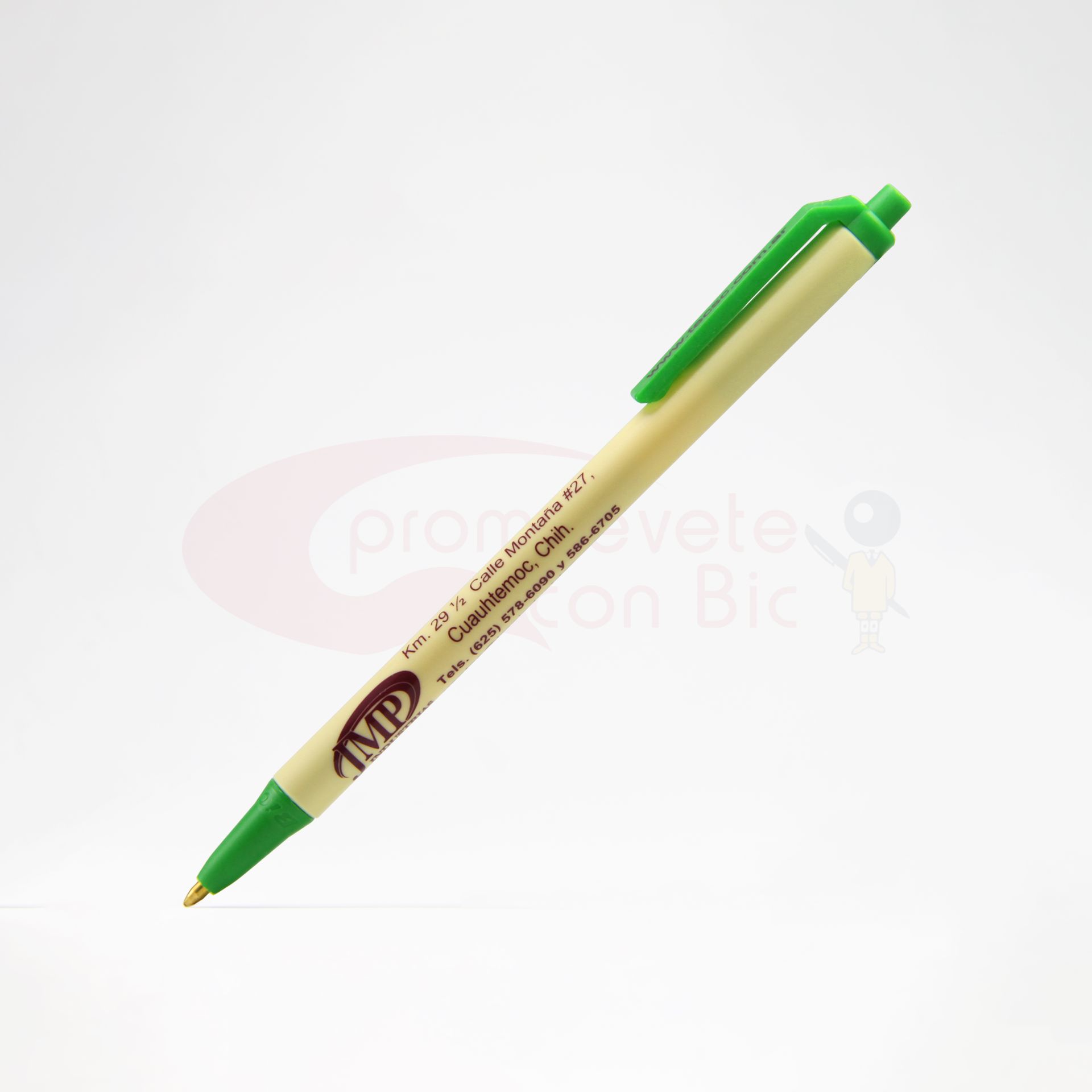 Combinación Barril crema con Trim verde claro del Bolígrafo BIC® Clic Stic®