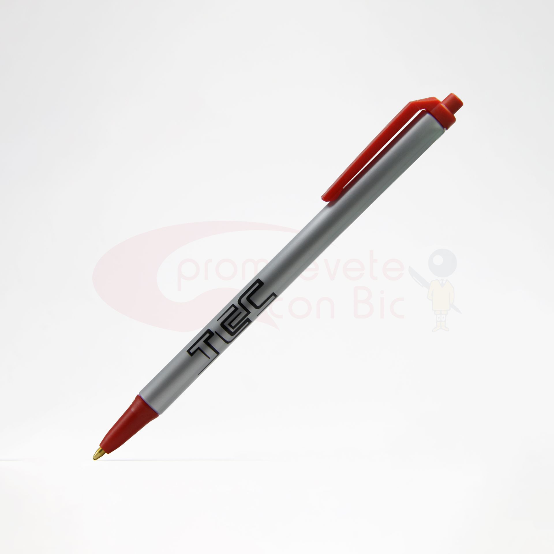 Combinación Barril plata con Trim rojo del Bolígrafo BIC® Clic Stic®