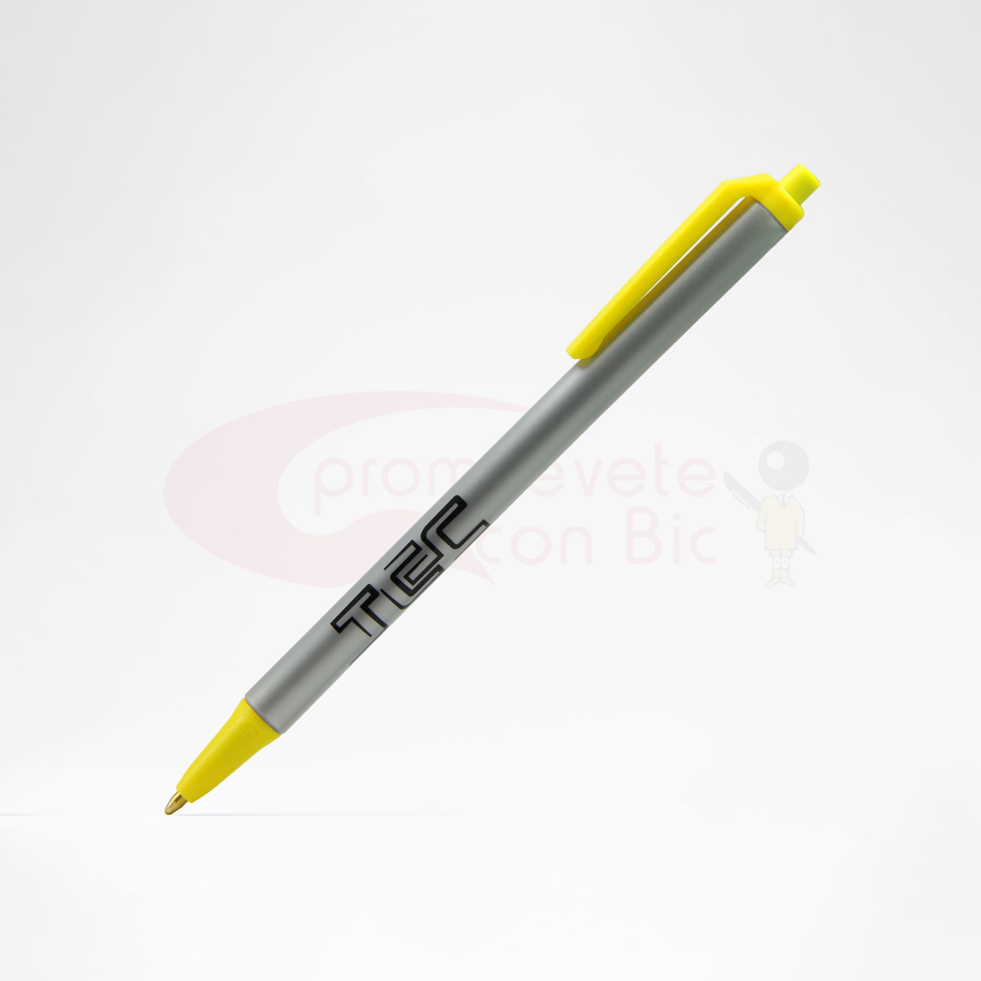 Combinación Barril plata con Trim amarillo del Bolígrafo BIC® Clic Stic®