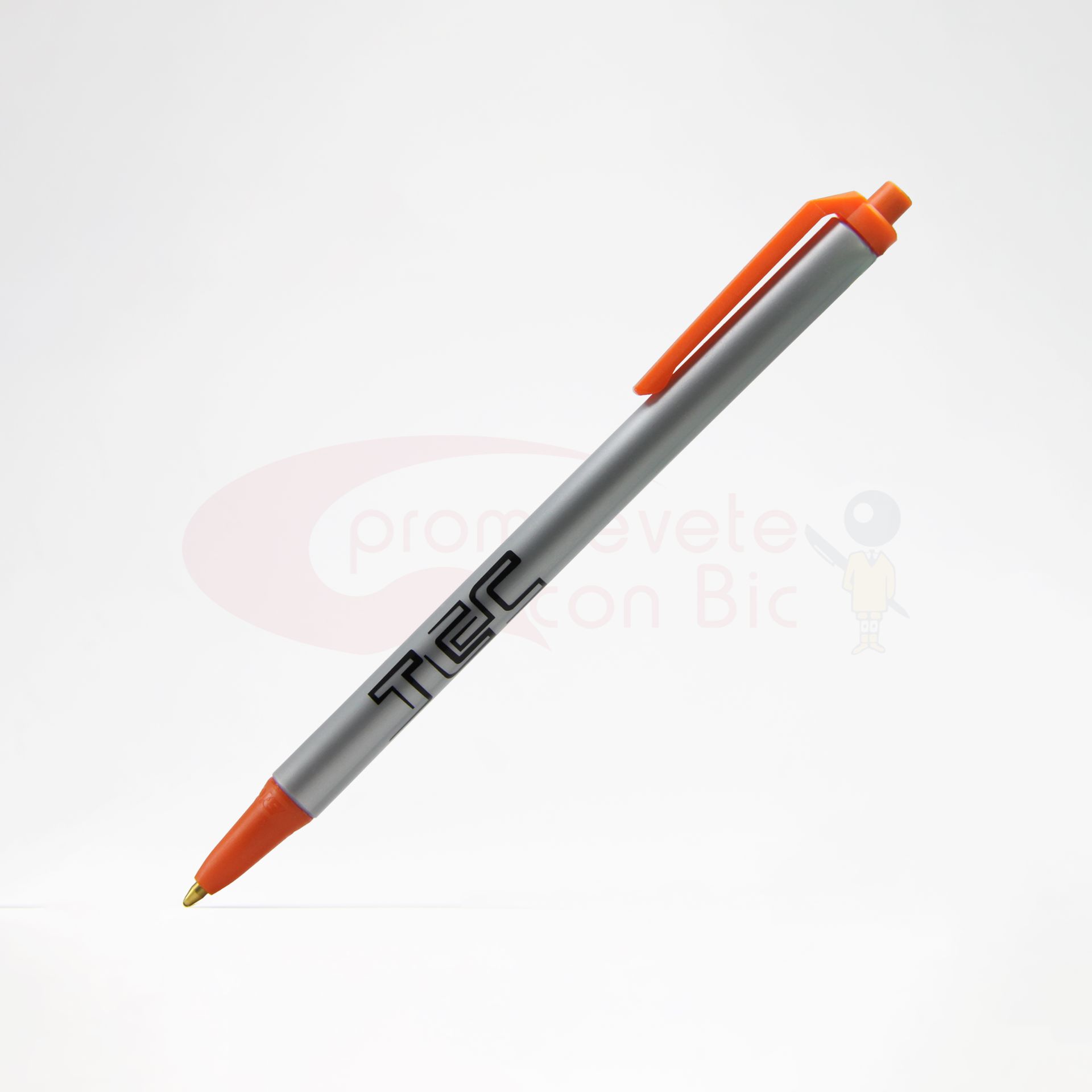 Combinación Barril plata con Trim naranja del Bolígrafo BIC® Clic Stic®