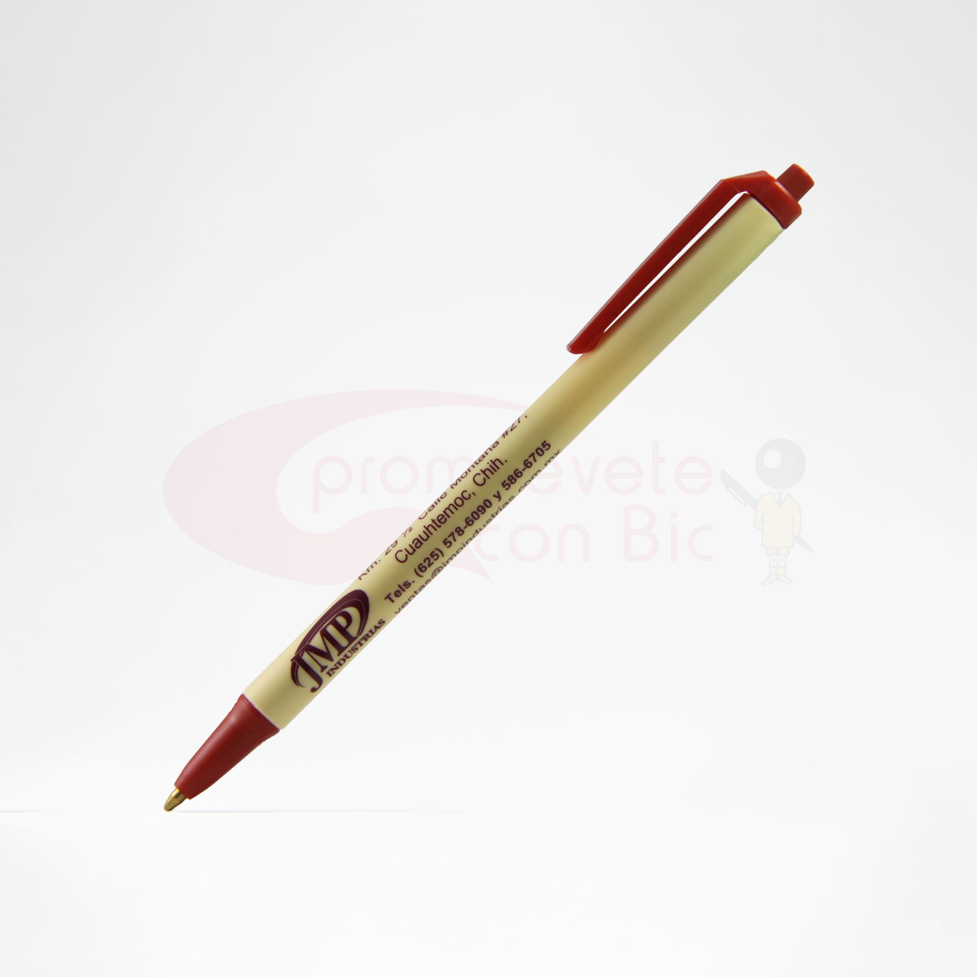 Combinación Barril crema con Trim rojo del Bolígrafo BIC® Clic Stic®