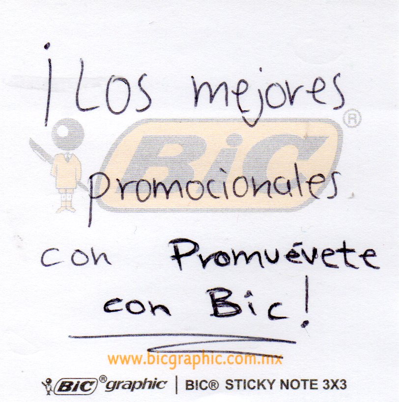 Tinta negra bolígrafo BIC® Clic Stic® escrita sobre una Sticky Note de BIC®